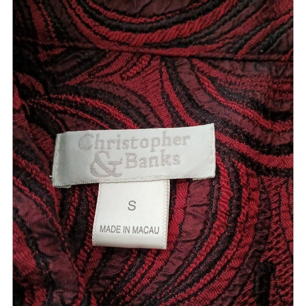 Blazer Jacket Top Paisley Button Up Red Office Christopher & Banks Women's small - Picture 7 of 11